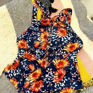 Boutique Floral lace Up Swimsuit